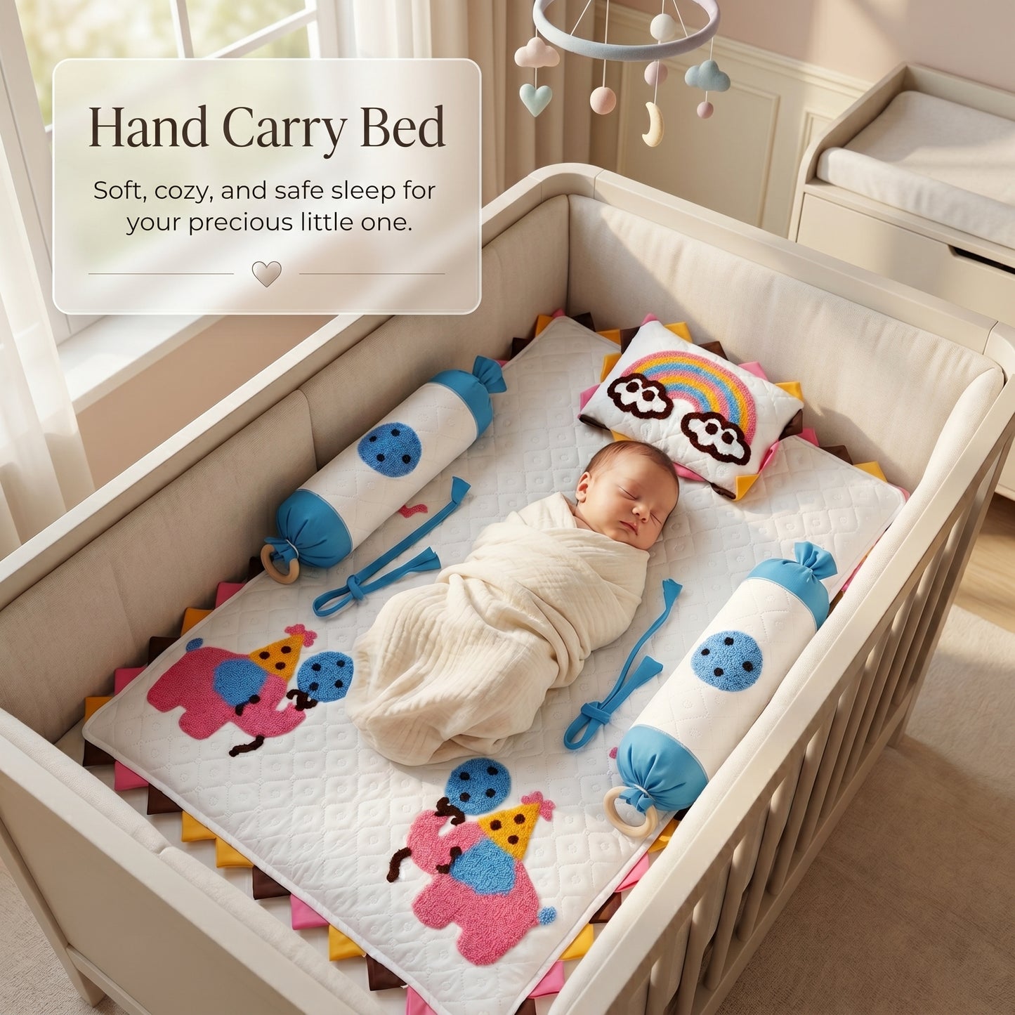 MONIMINI COMPLETE 7 PIECE UNN WORK BEDDING SET ESSENTIALS COMBO FOR BABY 0-6 MONTHS