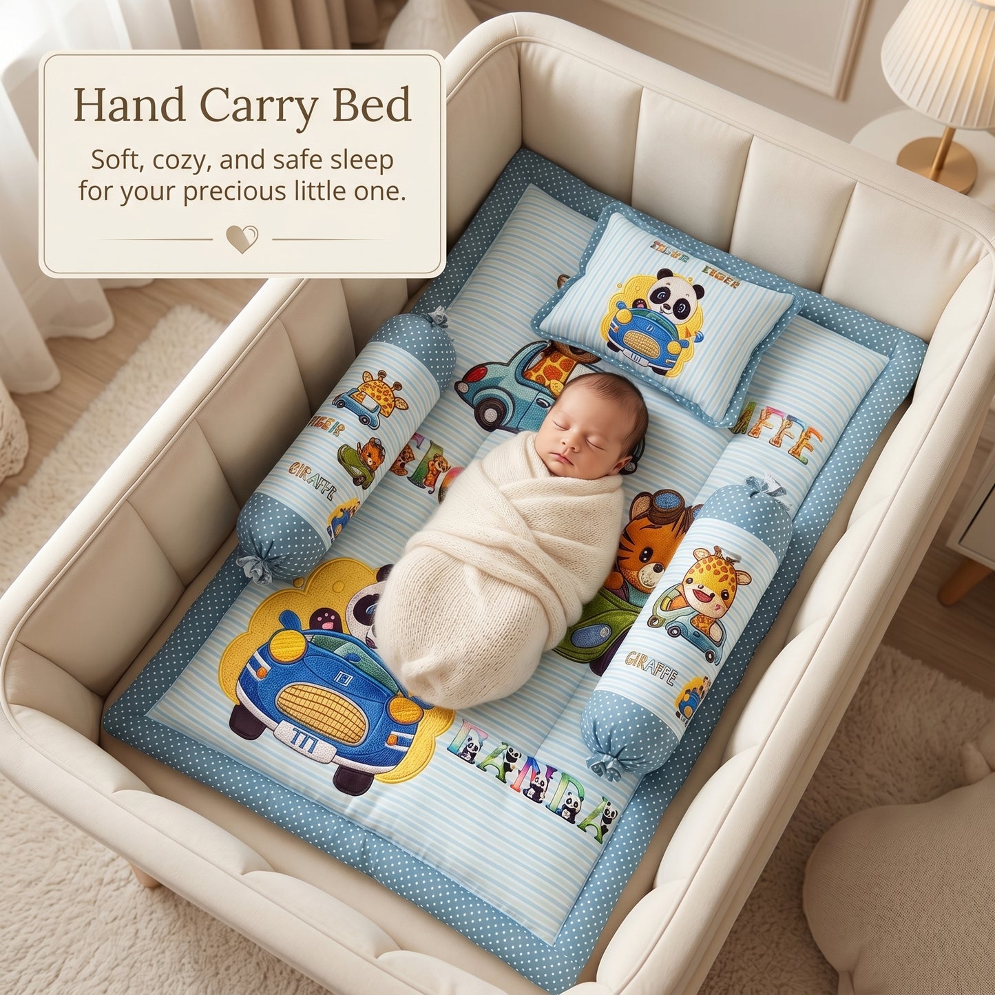 MONIMINI LUXURY DIGITAL PRINT BABY BEDDING COMBO SET FOR NEWBORNS 7-PIECE COTTON BABY CARE ESSENTIALS