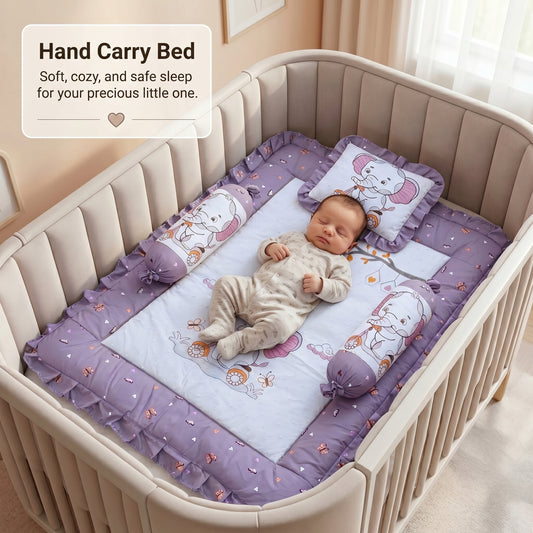 MONIMINI LUXURY EMBROIDERY BABY BEDDING COMBO SET FOR NEWBORNS 7-PIECE COTTON BABY CARE ESSENTIALS