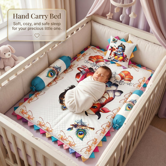 MONIMINI LUXURY DTF PRINT BABY BEDDING COMBO SET FOR NEWBORNS 7-PIECE COTTON BABY CARE ESSENTIALS