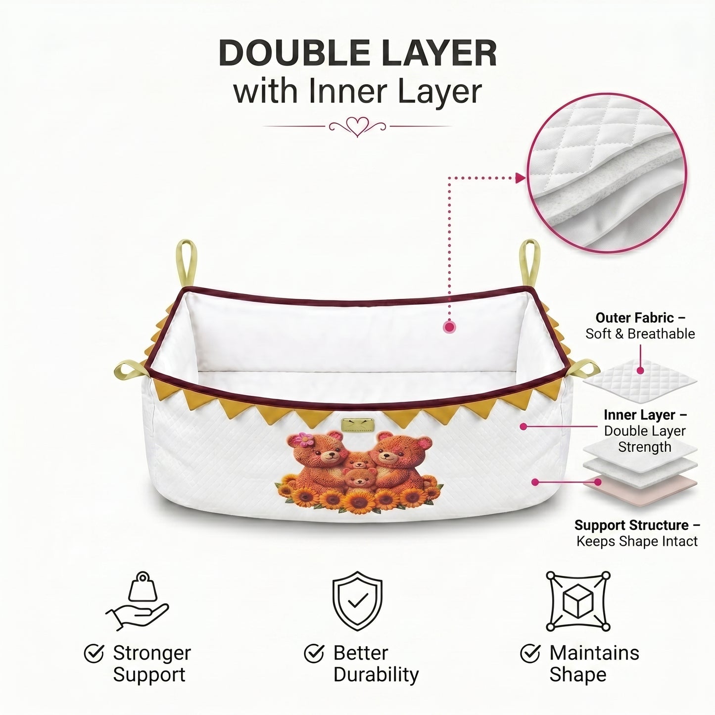 MONIMINI PREMIUM BABY CRADLE ROUND COVER | SOFT COTTON DTF PRINT CRADLE BEDDING COVER FOR NEWBORNS
