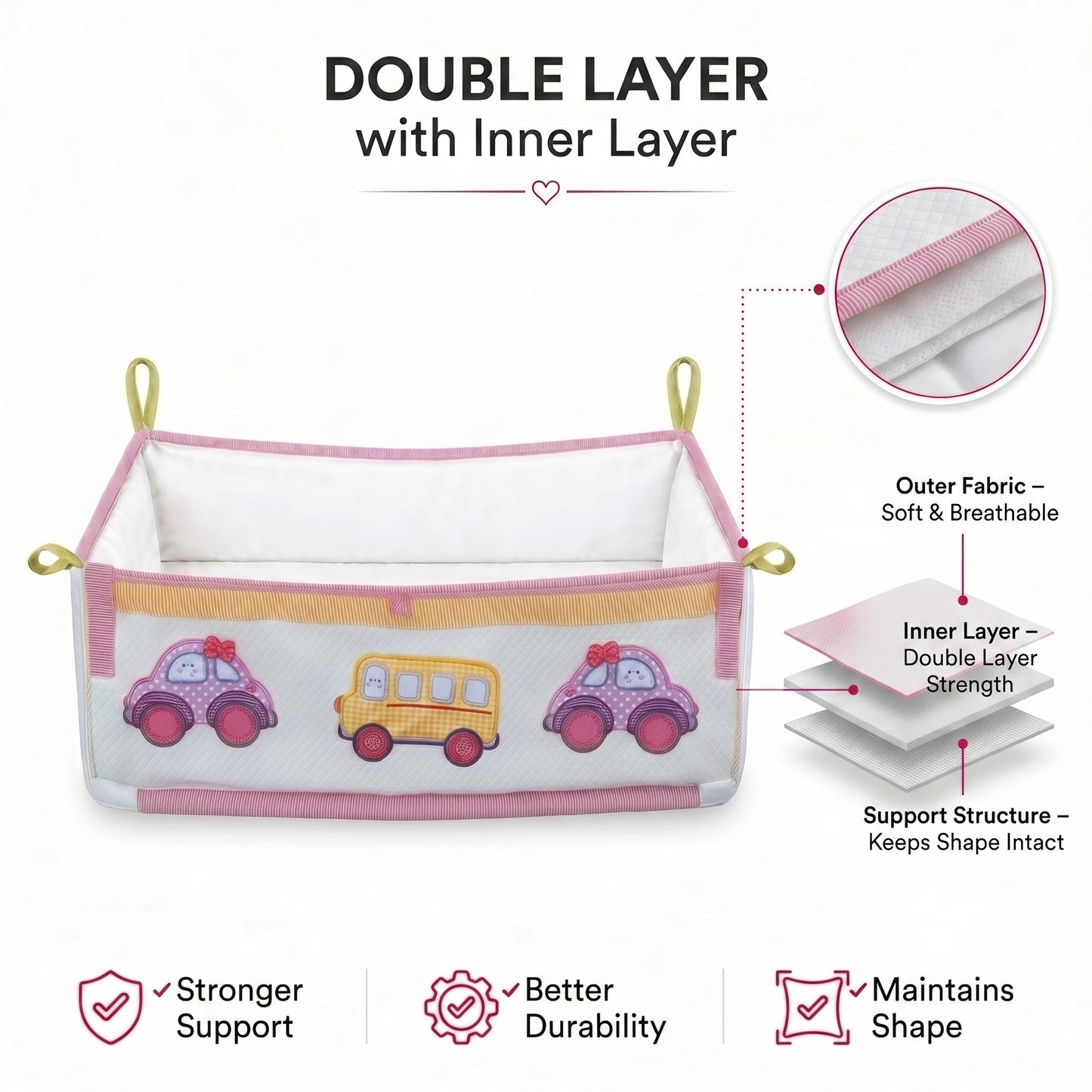 MONIMINI PATCH WORK PIPE CRADLE COVER FOR NEWBORNS | SOFT COTTON BABY CRADLE BEDDING | WASHABLE & COMFORTABLE