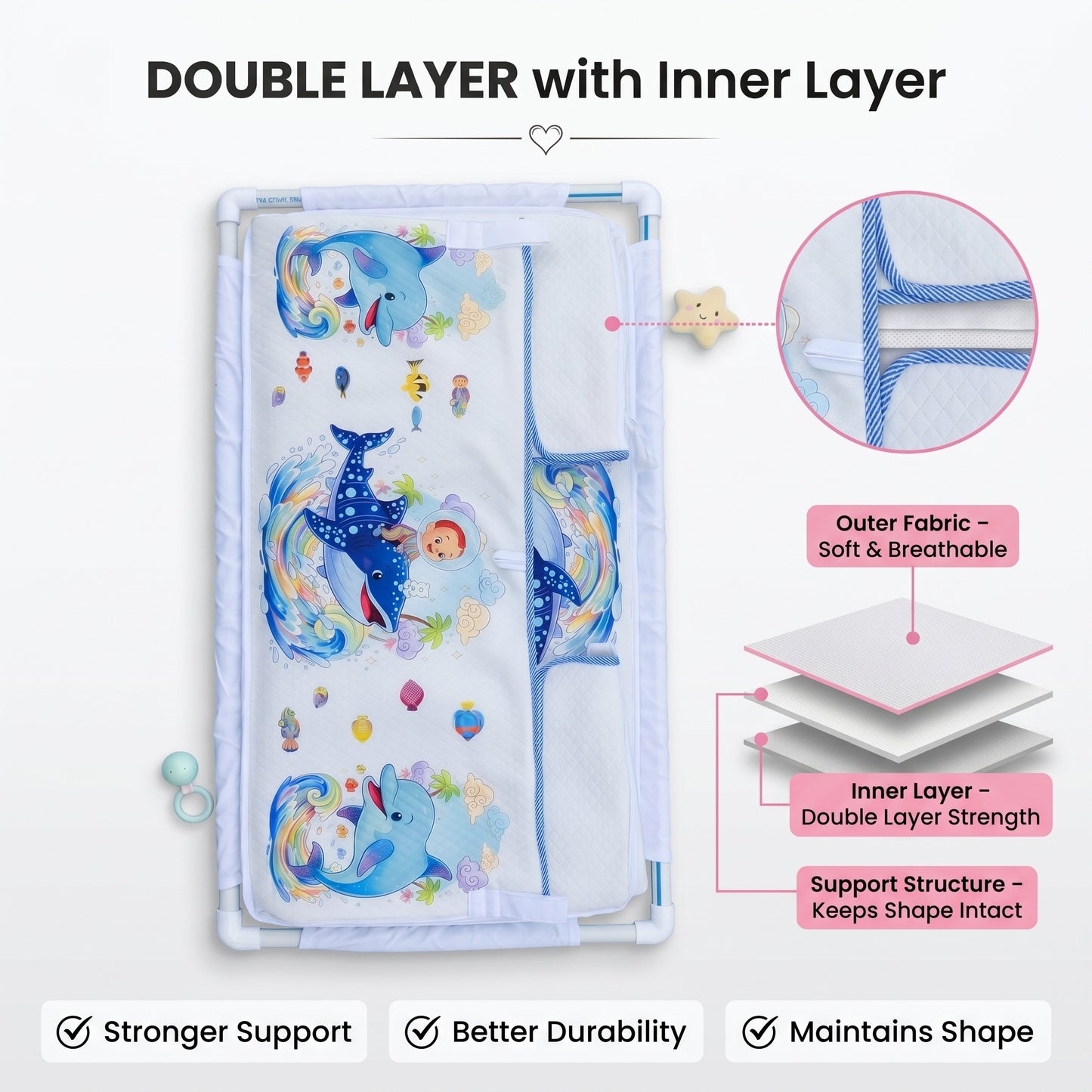 MONIMINI PREMIUM BABY CRADLE PIPE COVER | SOFT COTTON DTF PRINT CRADLE BEDDING COVER FOR NEWBORNS