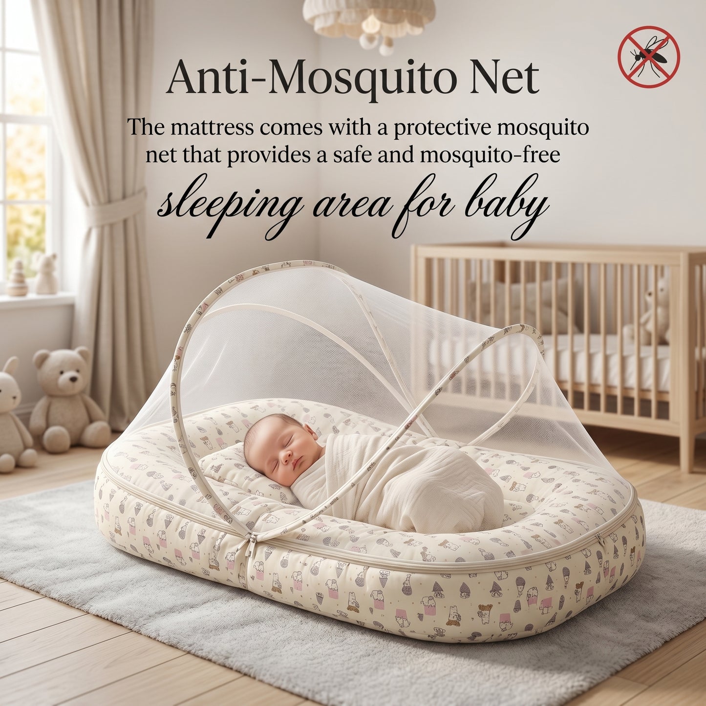 MONIMINI PREMIUM MUSLIN COMBO SET | BABY SLEEPING BAG & MOSQUITO NET MATTRESS FOR NEWBORNS