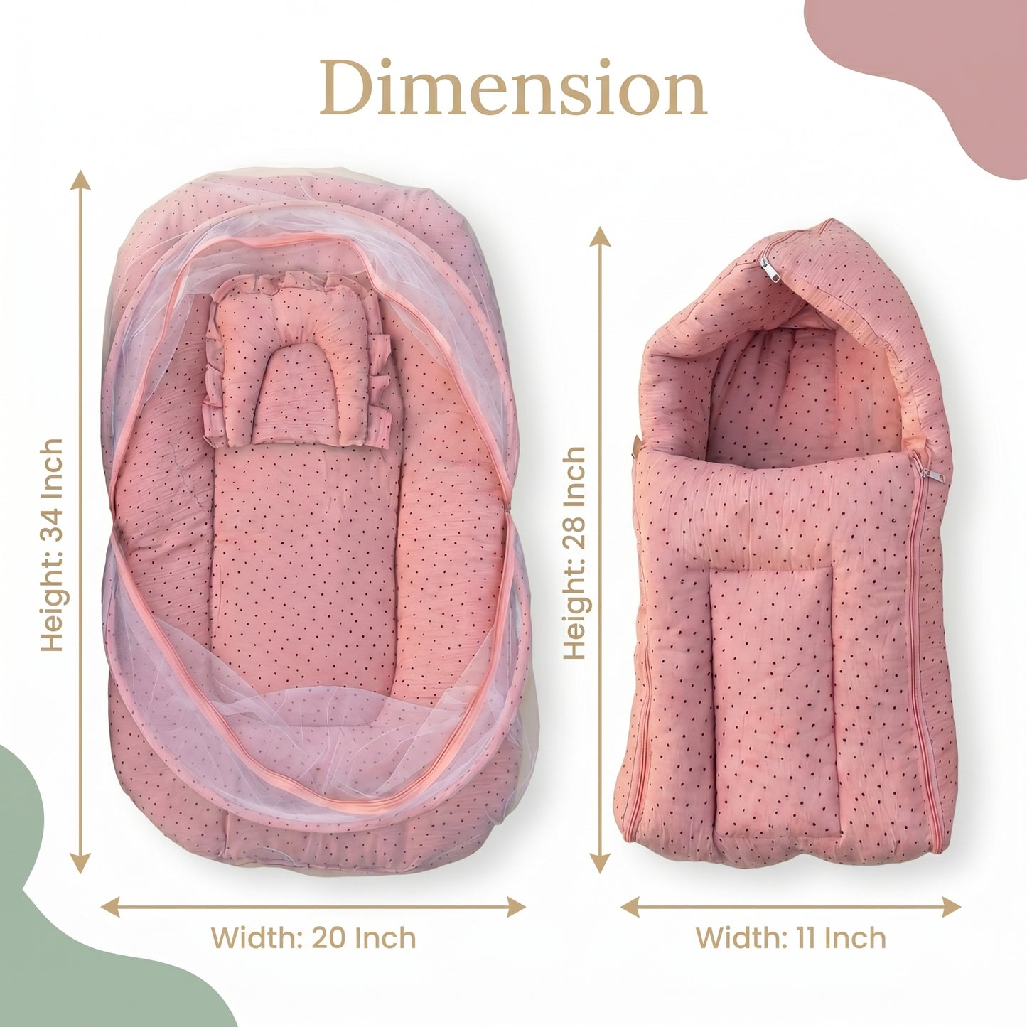 MONIMINI MUSLIN COMBO FOR NEWBORNS | BABY SLEEPING BAG & MOSQUITO NET BED | SOFT COTTON BABY CARE ESSENTIALS