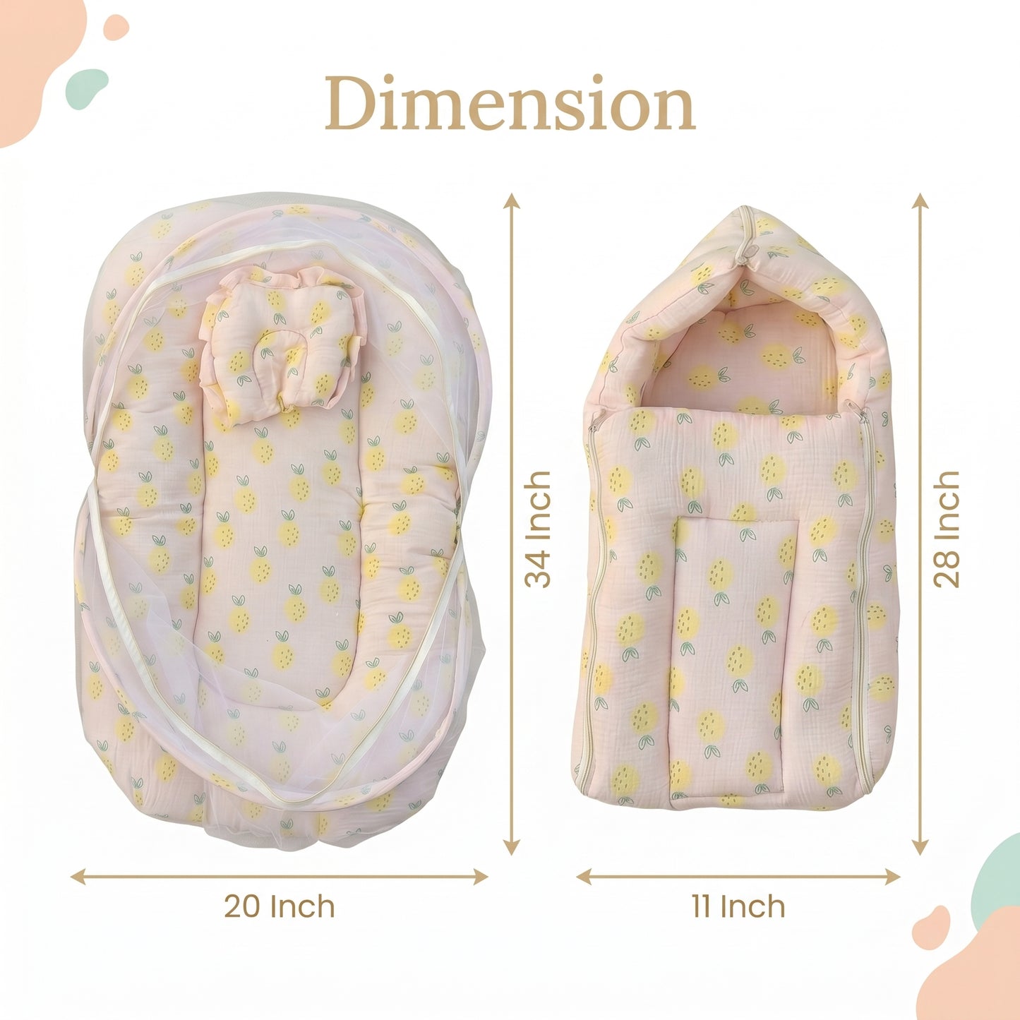 MONIMINI MUSLIN COMBO FOR NEWBORNS | BABY SLEEPING BAG & MOSQUITO NET BED | SOFT COTTON BABY CARE ESSENTIALS
