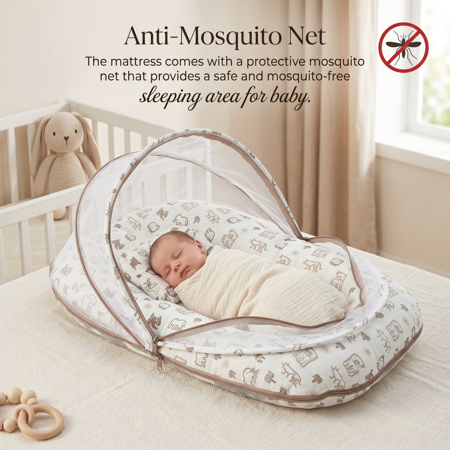 MONIMINI PREMIUM MUSLIN COMBO SET | BABY SLEEPING BAG & MOSQUITO NET MATTRESS FOR NEWBORNS