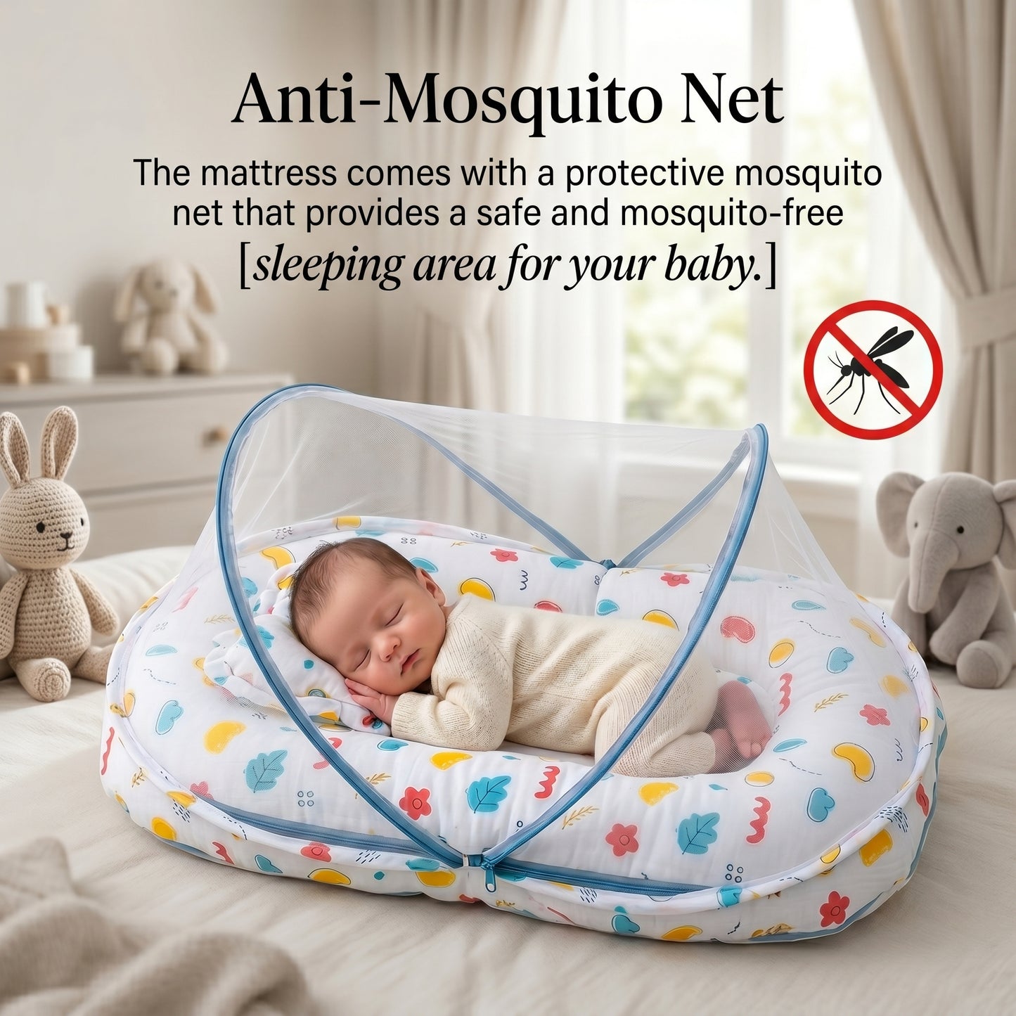 MONIMINI MUSLIN COMBO FOR NEWBORNS | BABY SLEEPING BAG & MOSQUITO NET BED | SOFT COTTON BABY CARE ESSENTIALS