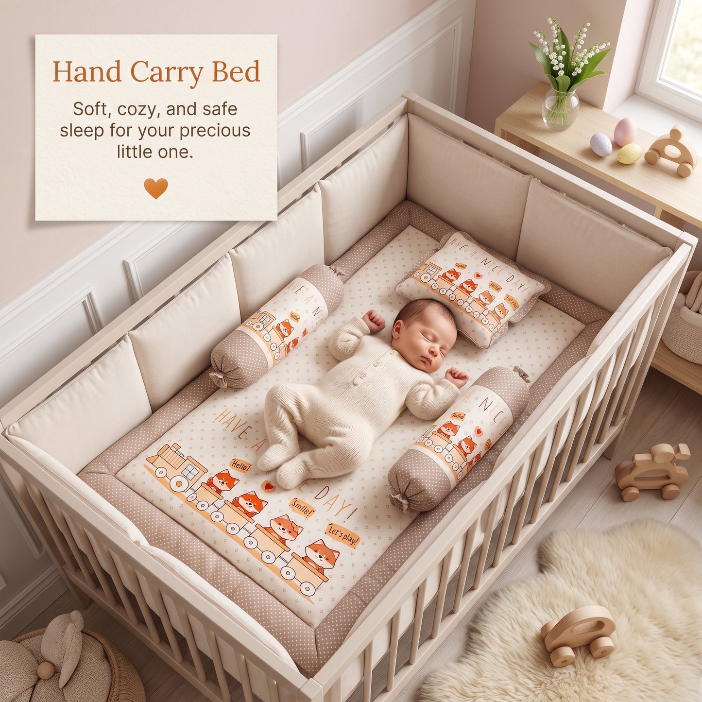 MONIMINI LUXURY DIGITAL PRINT BABY BEDDING SET | COMPLETE NEWBORN SLEEP & CARE COMBO