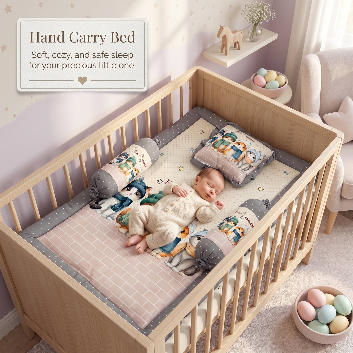 MONIMINI LUXURY DIGITAL PRINT BABY BEDDING SET | COMPLETE NEWBORN SLEEP & CARE COMBO