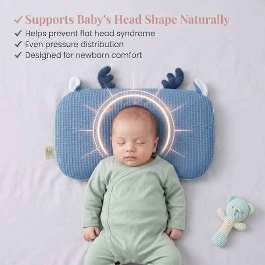 MONIMINI PREMIUM BABY MEMORY FOAM PILLOW | PRESSURE-RELIEF HEAD SUPPORT FOR NEWBORNS 0-12 MONTHS
