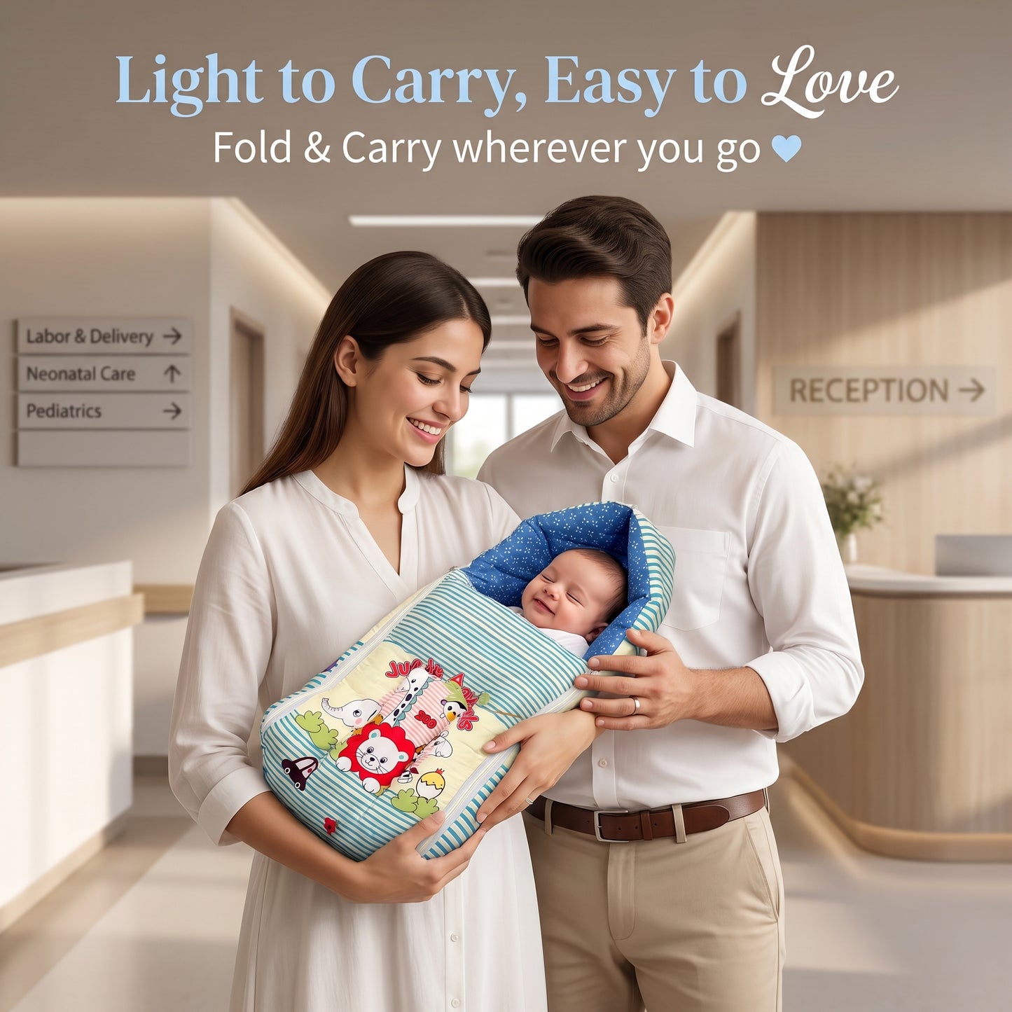 MONIMINI PREMIUM BABY BEDDING SET | DIGITAL PRINT MATTRESS, MOSQUITO NET SLEEPING BAG & BABY ESSENTIALS