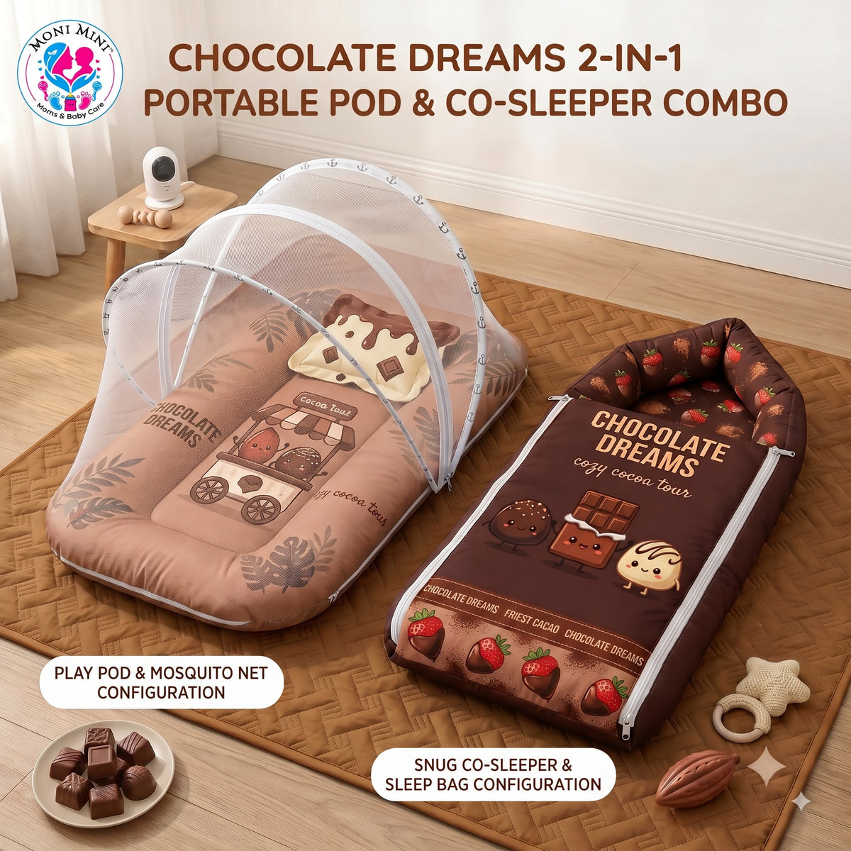 MONIMINI PREMIUM DIGITAL PRINT 2-IN-1 COMBO SET | BABY SLEEPING BAG & MOSQUITO NET