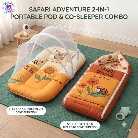 MONIMINI LIMITED EDITION DIGITAL PRINT 2-IN-1 COMBO SET | BABY SLEEPING BAG & MOSQUITO NET