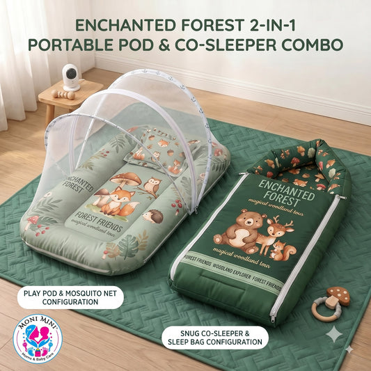 MONIMINI PREMIUM DIGITAL PRINT 2-IN-1 COMBO SET | BABY SLEEPING BAG & MOSQUITO NET