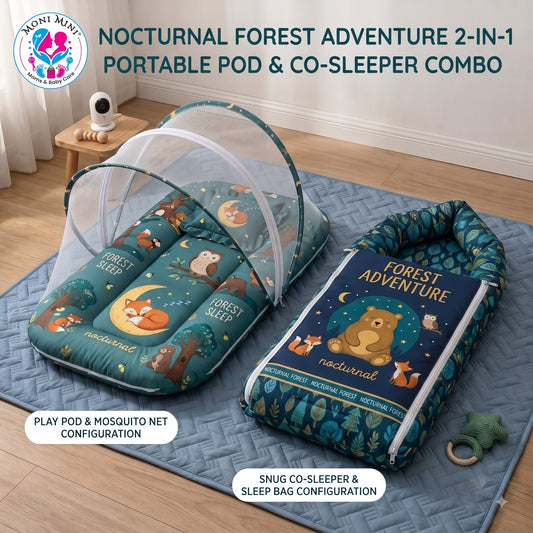 MONIMINI PREMIUM DIGITAL PRINT 2-IN-1 COMBO SET | BABY SLEEPING BAG & MOSQUITO NET