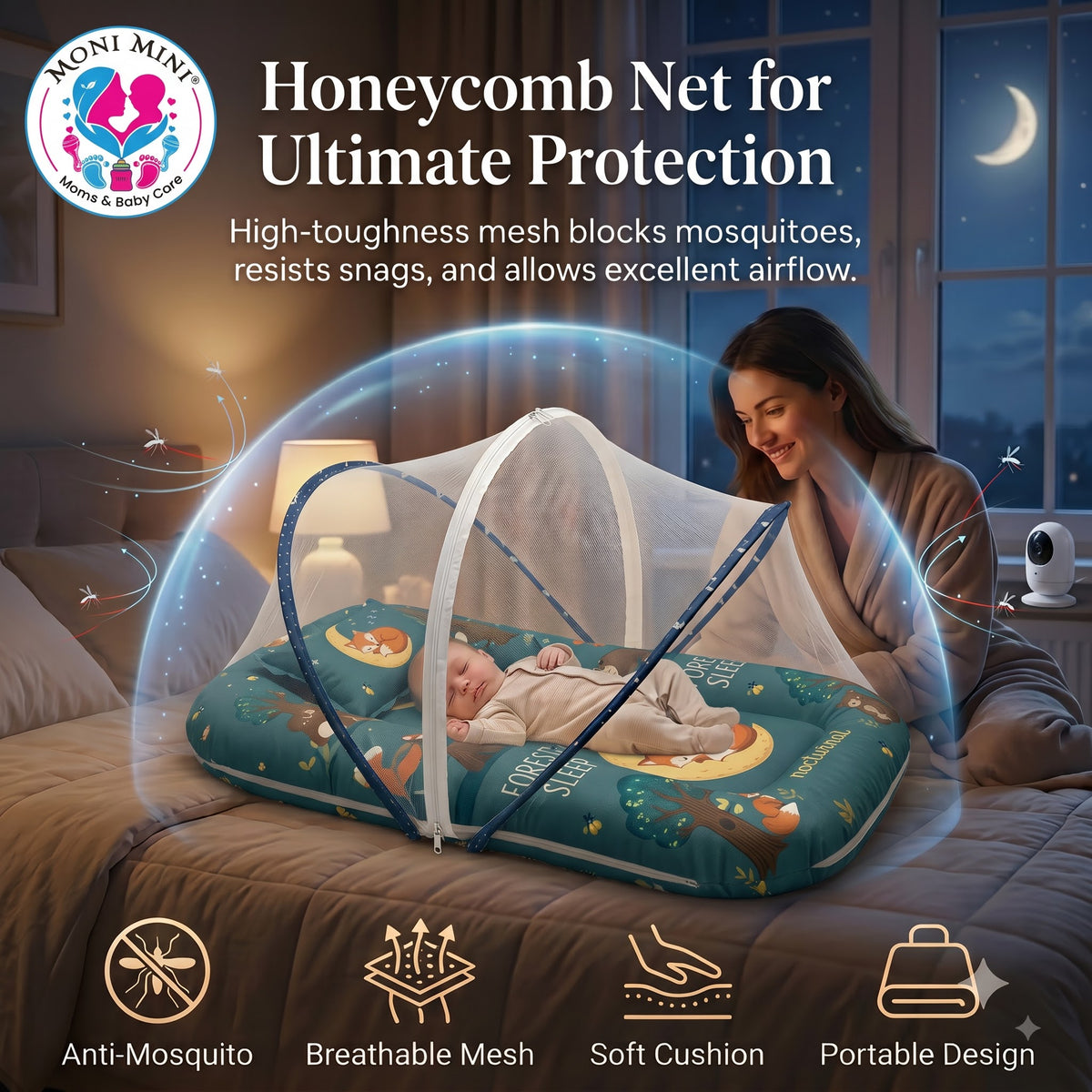 MONIMINI PREMIUM DIGITAL PRINT 2-IN-1 COMBO SET | BABY SLEEPING BAG & MOSQUITO NET