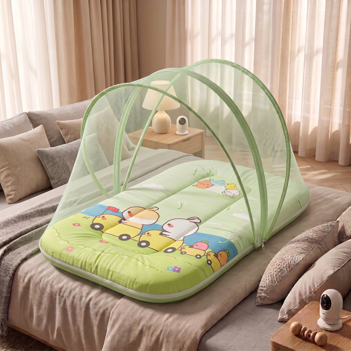MONIMINI EXTRA LARGE BABY BED | BREATHABLE MOSQUITO NET & SOFT CUSHION COMFORT
