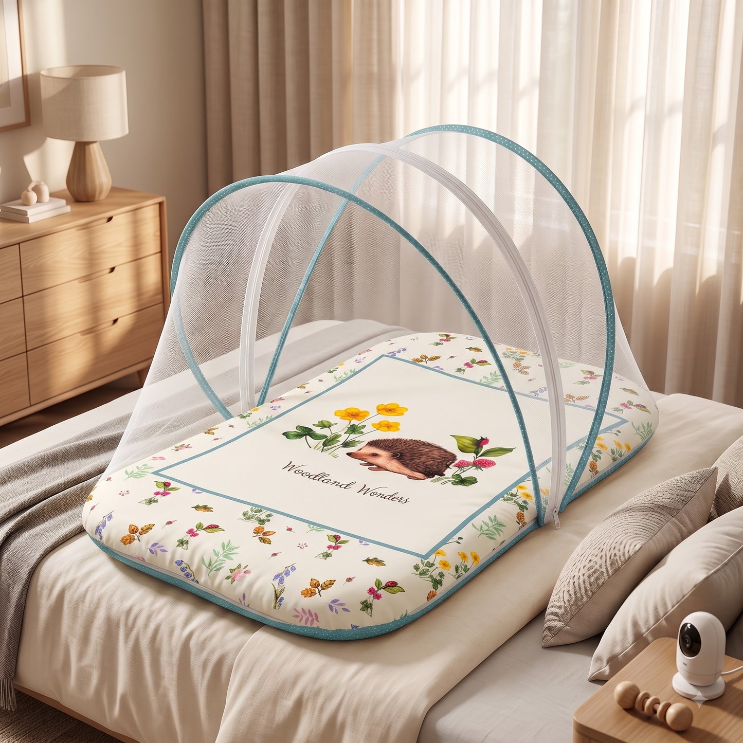 MONIMINI PREMIUM BABY BEDDING SET | DIGITAL PRINT MATTRESS, MOSQUITO NET SLEEPING BAG & BABY ESSENTIALS
