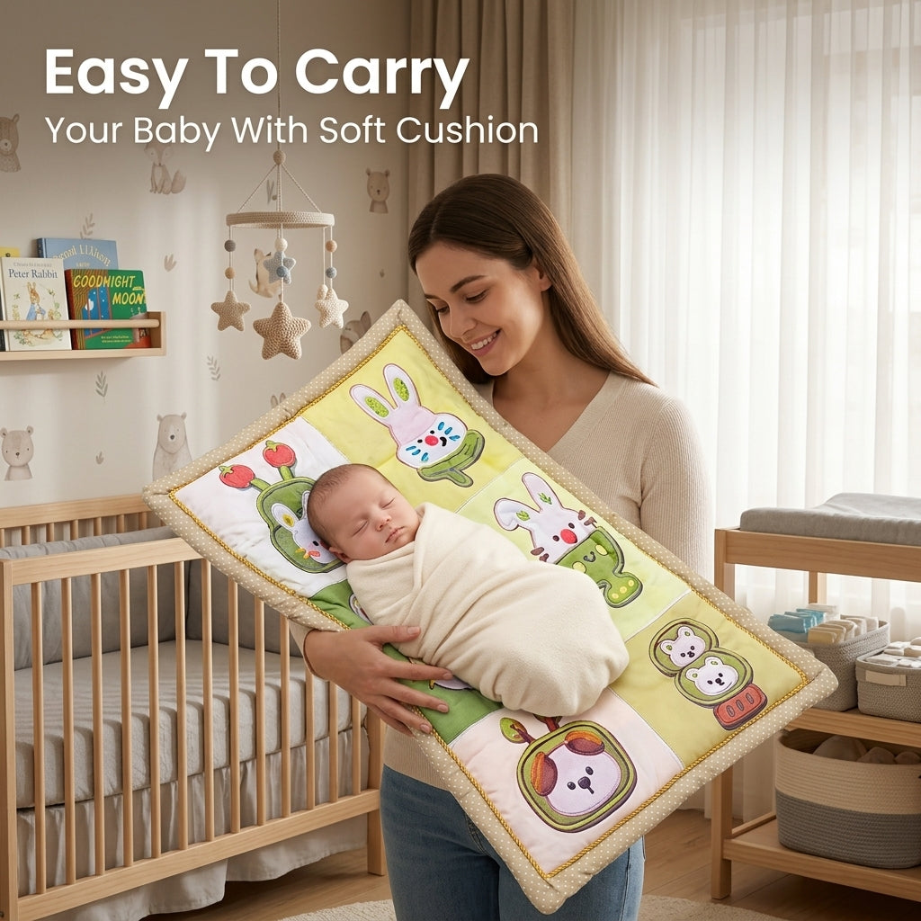 MONIMINI PREMIUM PRINTED BABY MATTRESS | SOFT COTTON BABY SLEEPING & PLAY MAT WITH CUTE DESIGN