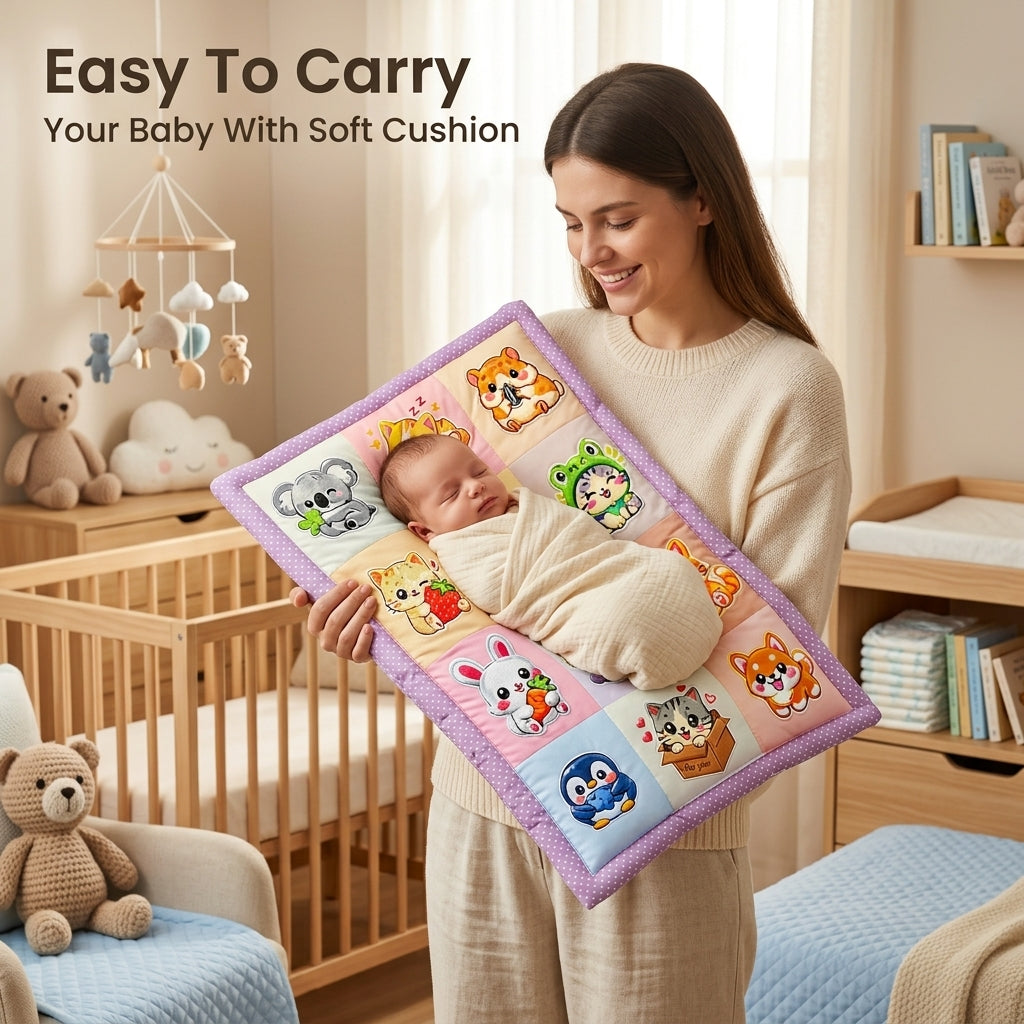 MONIMINI LUXURY PRINTED BABY MATTRESS | ULTRA SOFT COTTON SLEEPING & PLAY BED FOR NEWBORNS