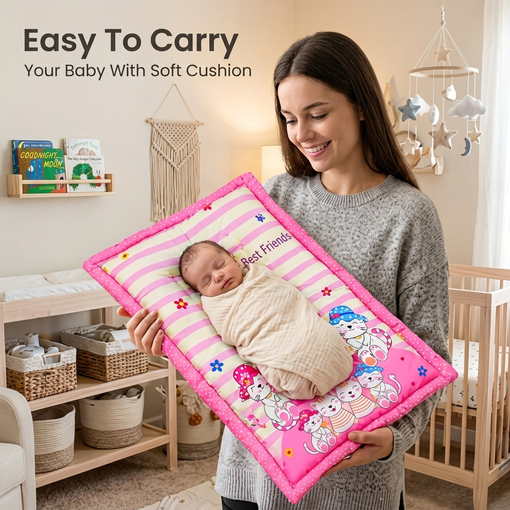 MONIMINI PREMIUM PRINTED BABY MATTRESS | SOFT COTTON BABY SLEEPING & PLAY MAT WITH CUTE DESIGN