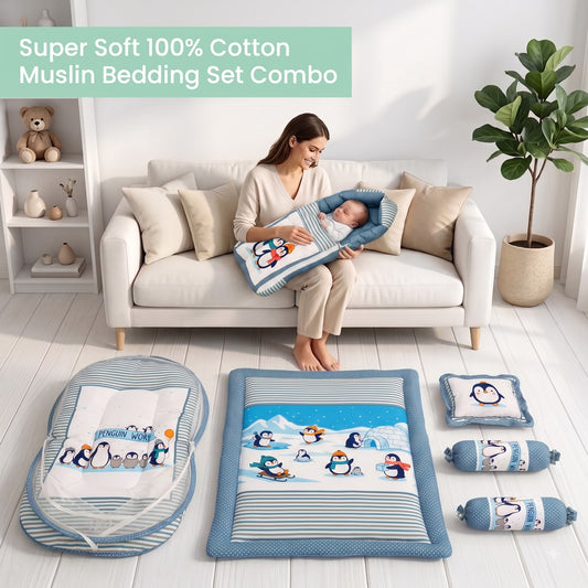 MONIMINI LUXURY DIGITAL PRINT BABY BEDDING SET | COMPLETE NEWBORN SLEEP & CARE COMBO