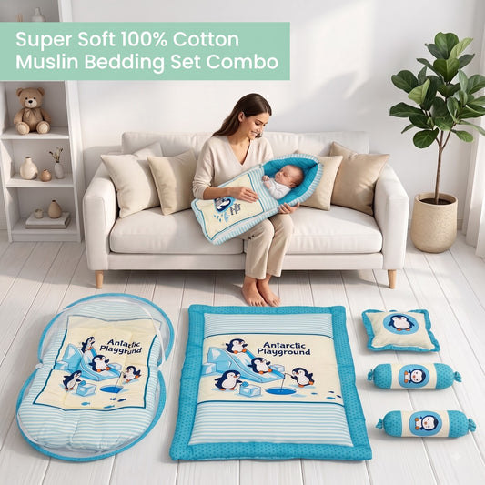 MONIMINI LUXURY DIGITAL PRINT BABY BEDDING SET | COMPLETE NEWBORN SLEEP & CARE COMBO