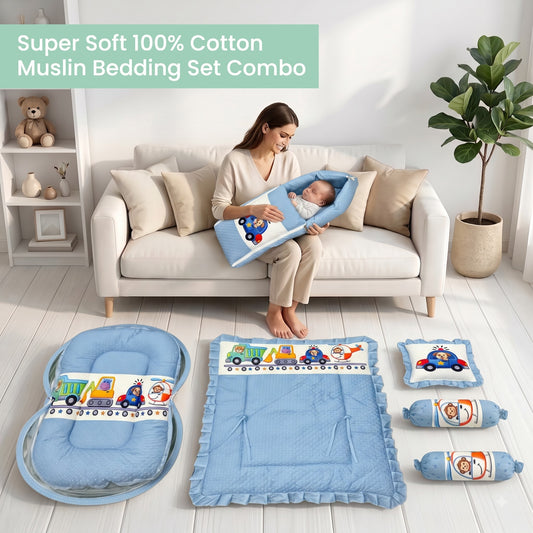 MONIMINI PREMIUM DTF PRINT BABY BEDDING SET | COMPLETE NEWBORN SLEEP & CARE COMBO