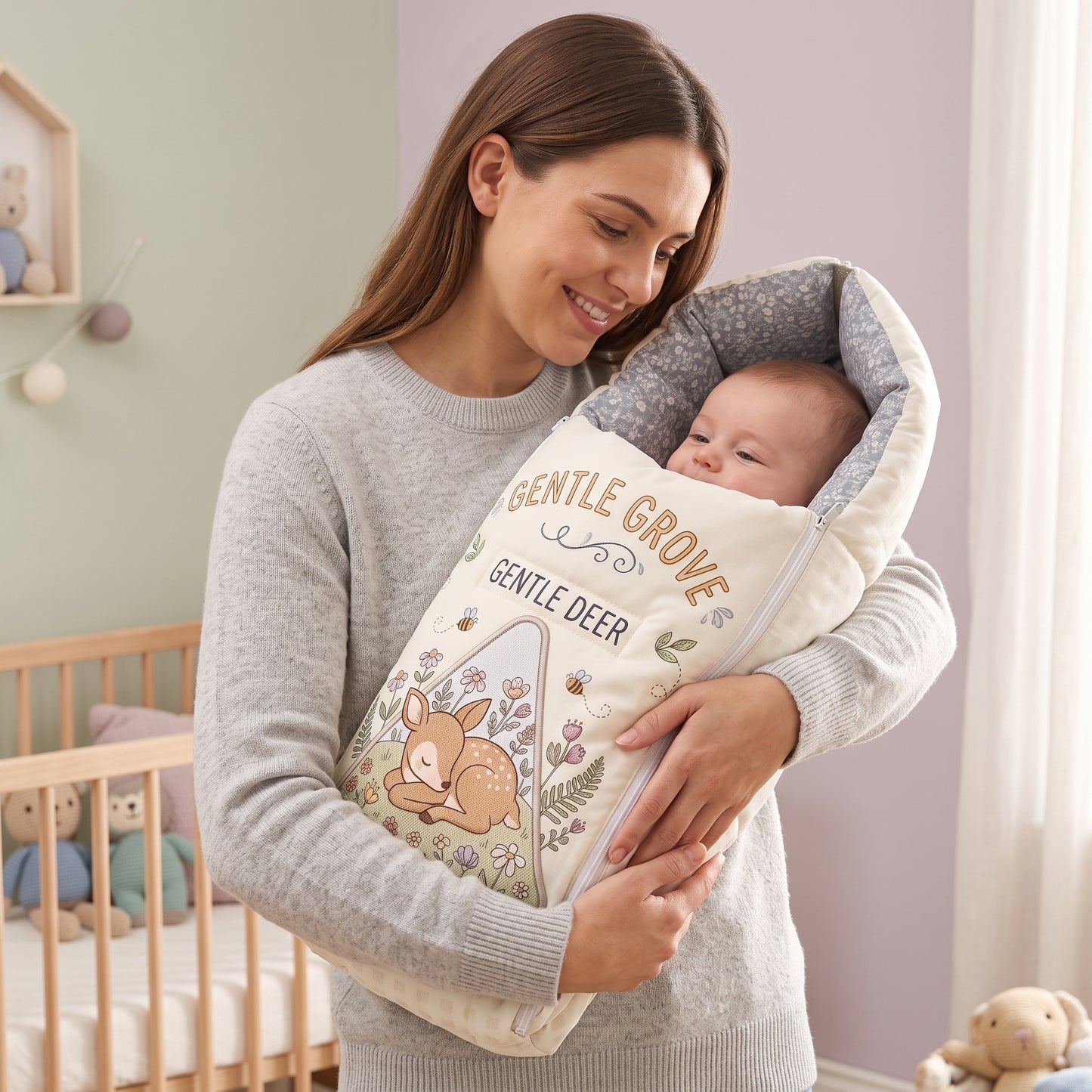 MONIMINI LUXURY DIGITAL BABY SLEEPING BAG | ULTRA SOFT COTTON BABY WRAP FOR NEWBORNS | SAFE, COZY & COMFORTABLE | 0-6 MONTHS