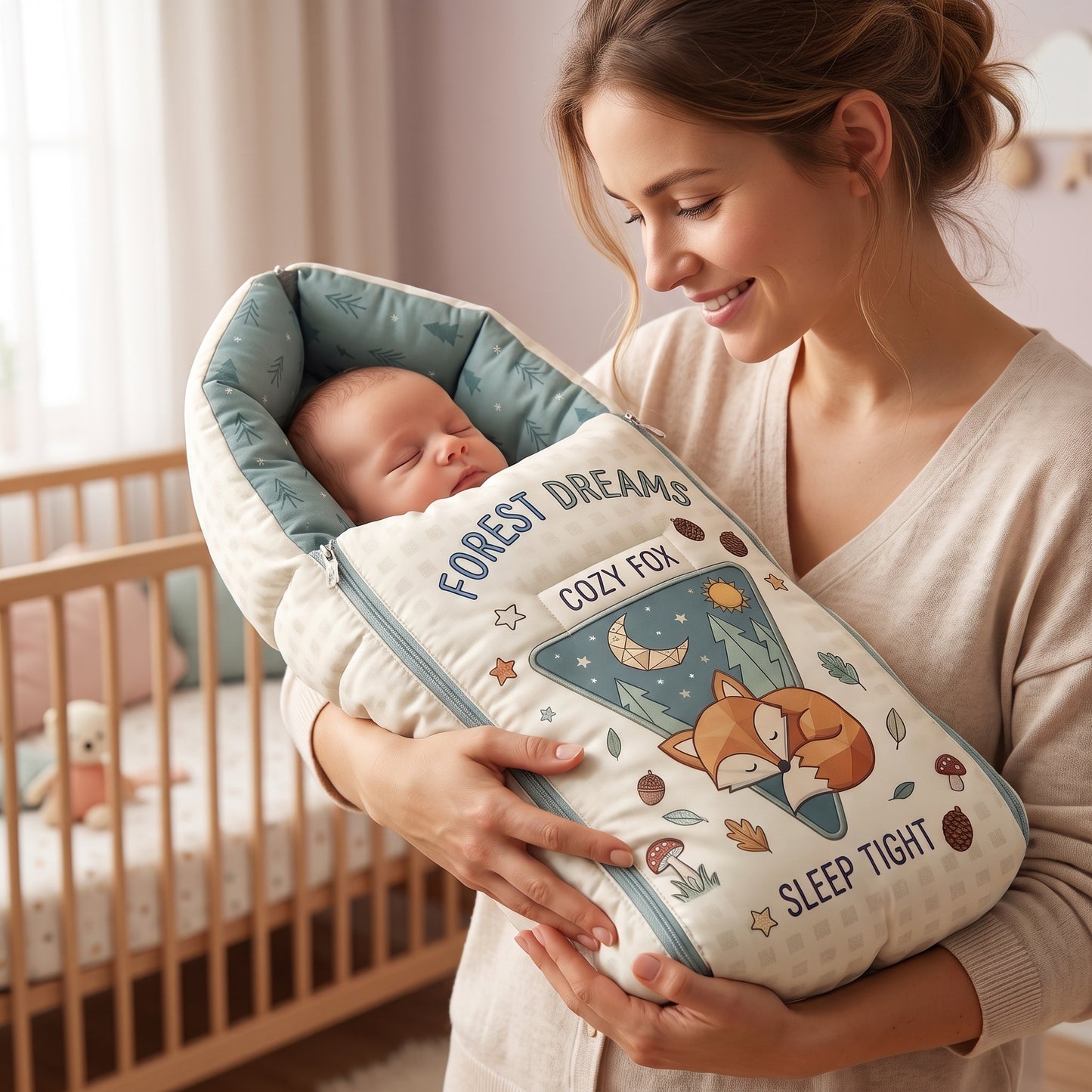MONIMINI LUXURY DIGITAL BABY SLEEPING BAG | ULTRA SOFT COTTON BABY WRAP FOR NEWBORNS | SAFE, COZY & COMFORTABLE | 0-6 MONTHS