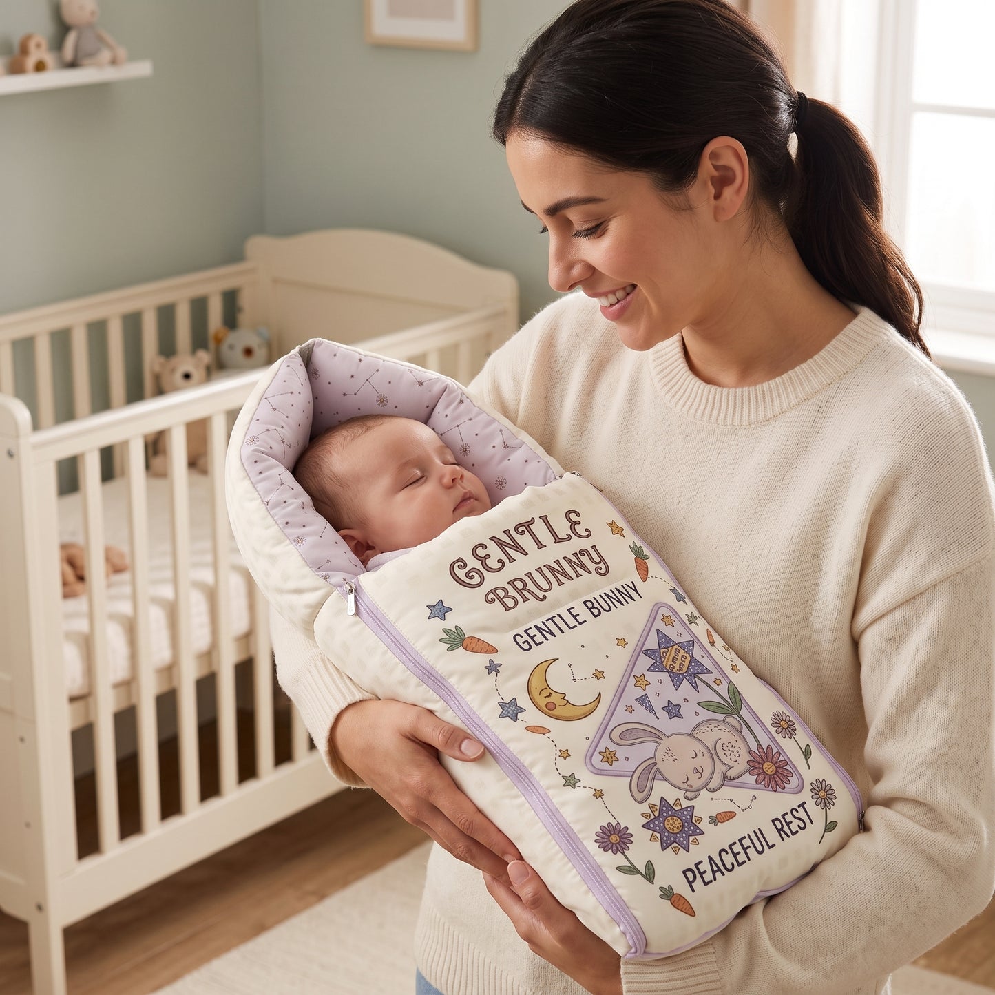 MONIMINI LUXURY DIGITAL BABY SLEEPING BAG | ULTRA SOFT COTTON BABY WRAP FOR NEWBORNS | SAFE, COZY & COMFORTABLE | 0-6 MONTHS