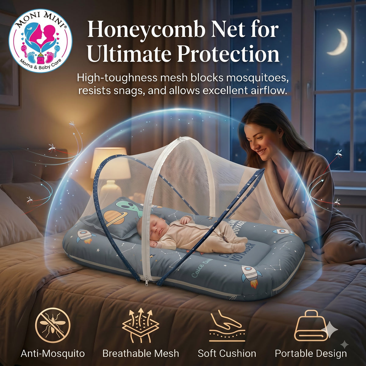 MONIMINI PREMIUM DIGITAL PRINT 2-IN-1 COMBO SET | BABY SLEEPING BAG & MOSQUITO NET