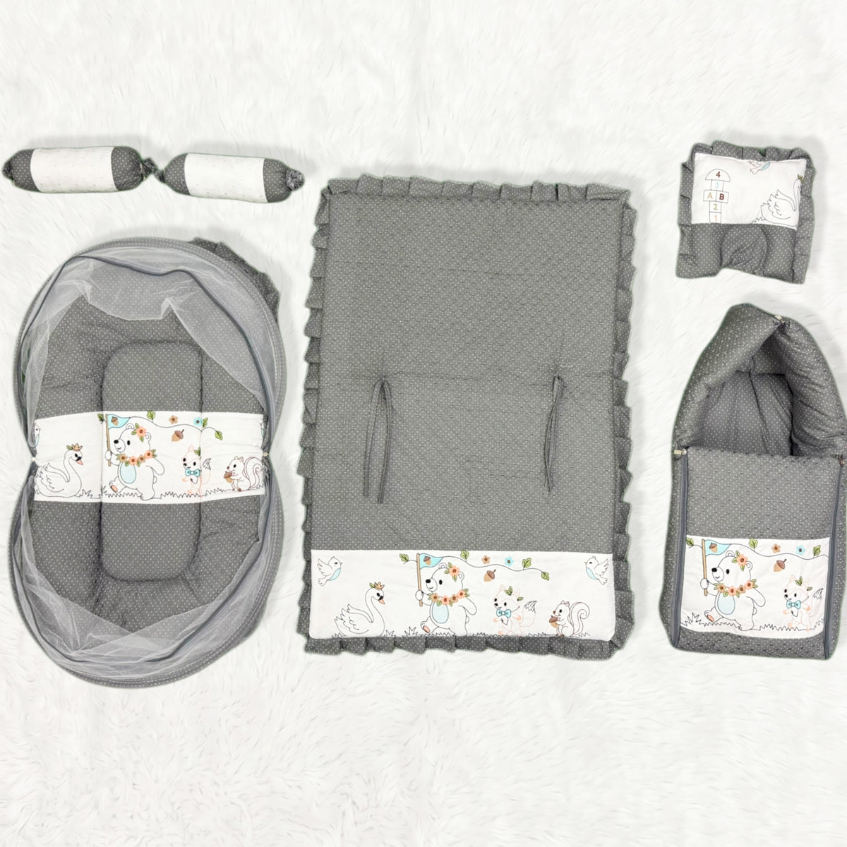 MONIMINI LUXURY EMBROIDERY WORK BABY BEDDING SET | COMPLETE NEWBORN SLEEP & CARE COMBO