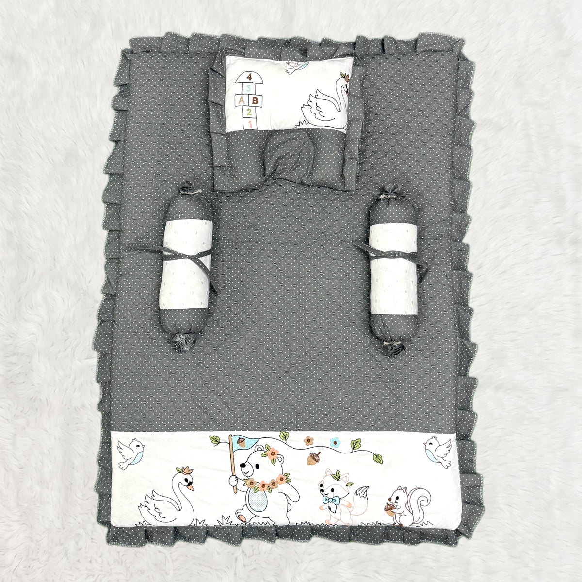 MONIMINI LUXURY EMBROIDERY WORK BABY BEDDING SET | COMPLETE NEWBORN SLEEP & CARE COMBO