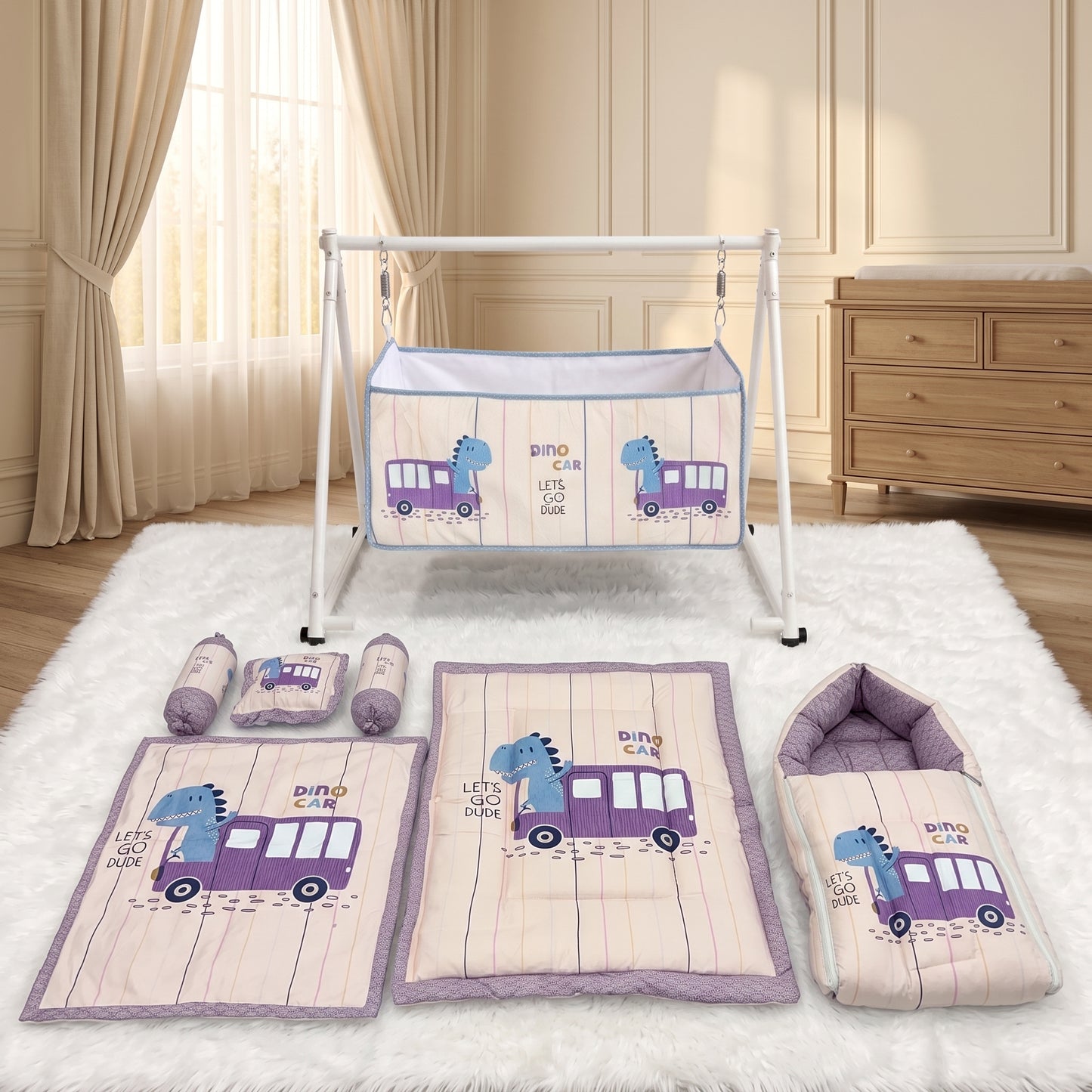 MONIMINI LUXURY DIGITAL PRINT BABY BEDDING COMBO SET FOR NEWBORNS 7-PIECE COTTON BABY CARE ESSENTIALS