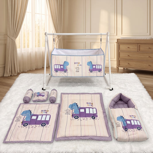 MONIMINI LUXURY DIGITAL PRINT BABY BEDDING COMBO SET FOR NEWBORNS 7-PIECE COTTON BABY CARE ESSENTIALS