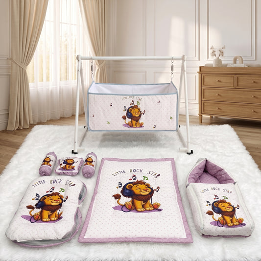 MONIMINI COMPLETE 7 PIECE DIGITAL PRINT BEDDING SET ESSENTIALS COMBO FOR BABY 0-6 MONTHS