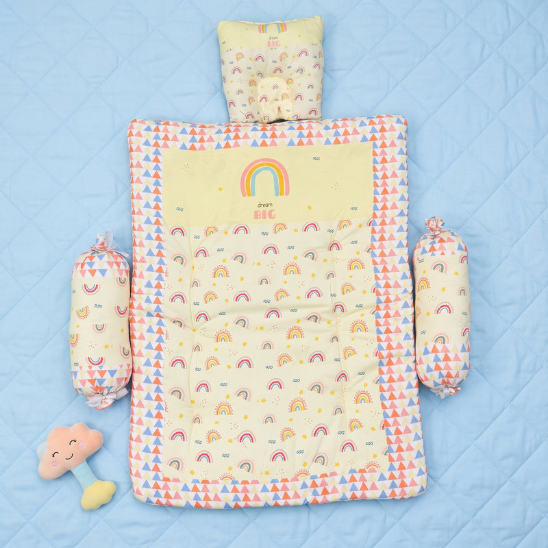 MONI MINI Premium Unique Design Baby Mattress Set With 2 Bolster and 1 Head Pillow