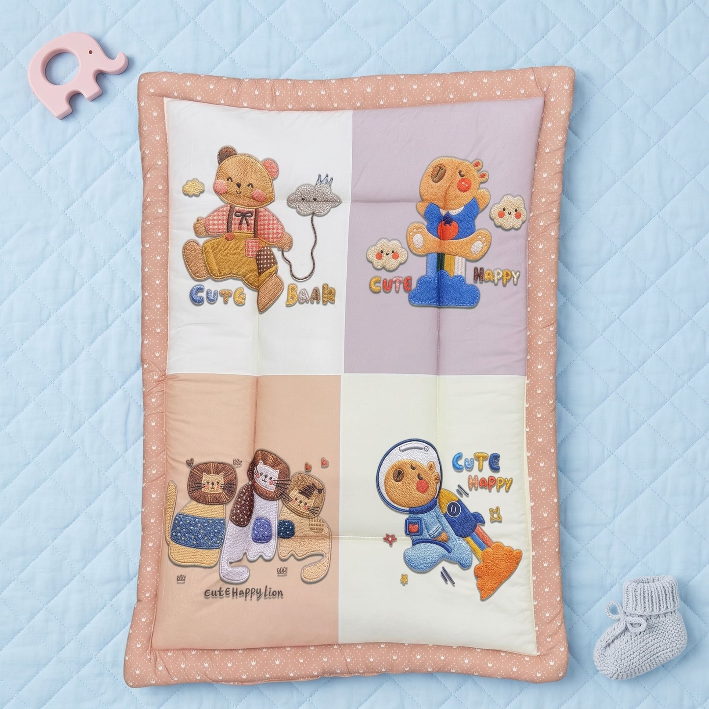 MONIMINI LUXURY PRINTED BABY MATTRESS | ULTRA SOFT COTTON SLEEPING & PLAY BED FOR NEWBORNS