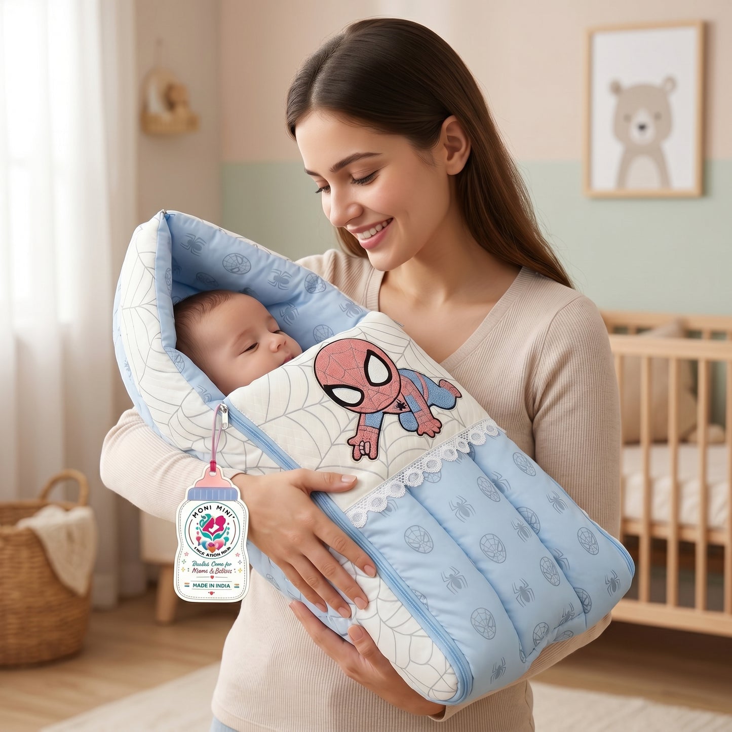 MONIMINI PREMIUM UNN WORK BABY SLEEPING BAG FOR NEWBORNS (0-6 MONTHS)