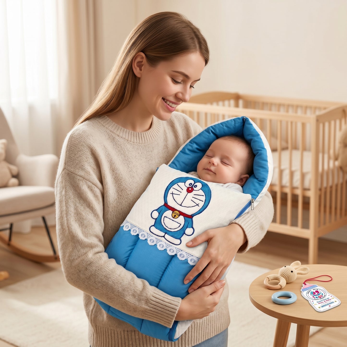 MONIMINI LUXURY BABY SLEEPING BAG | ULTRA SOFT COTTON BABY WRAP FOR NEWBORNS | SAFE, COZY & COMFORTABLE | 0-6 MONTHS