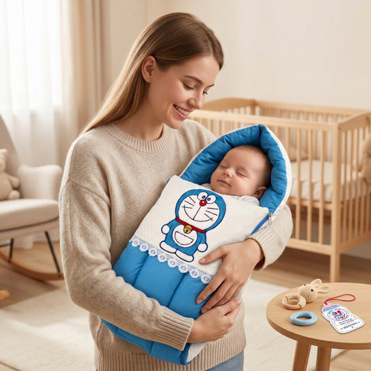 MONIMINI LUXURY BABY SLEEPING BAG | ULTRA SOFT COTTON BABY WRAP FOR NEWBORNS | SAFE, COZY & COMFORTABLE | 0-6 MONTHS