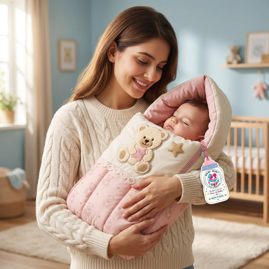 MONIMINI LUXURY BABY SLEEPING BAG | ULTRA SOFT COTTON BABY WRAP FOR NEWBORNS | SAFE, COZY & COMFORTABLE | 0-6 MONTHS