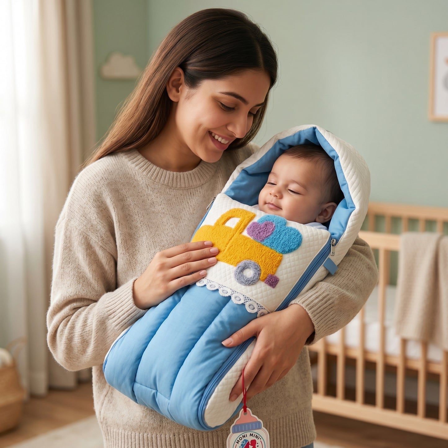 MONIMINI PREMIUM UNN WORK BABY SLEEPING BAG FOR NEWBORNS (0-6 MONTHS)