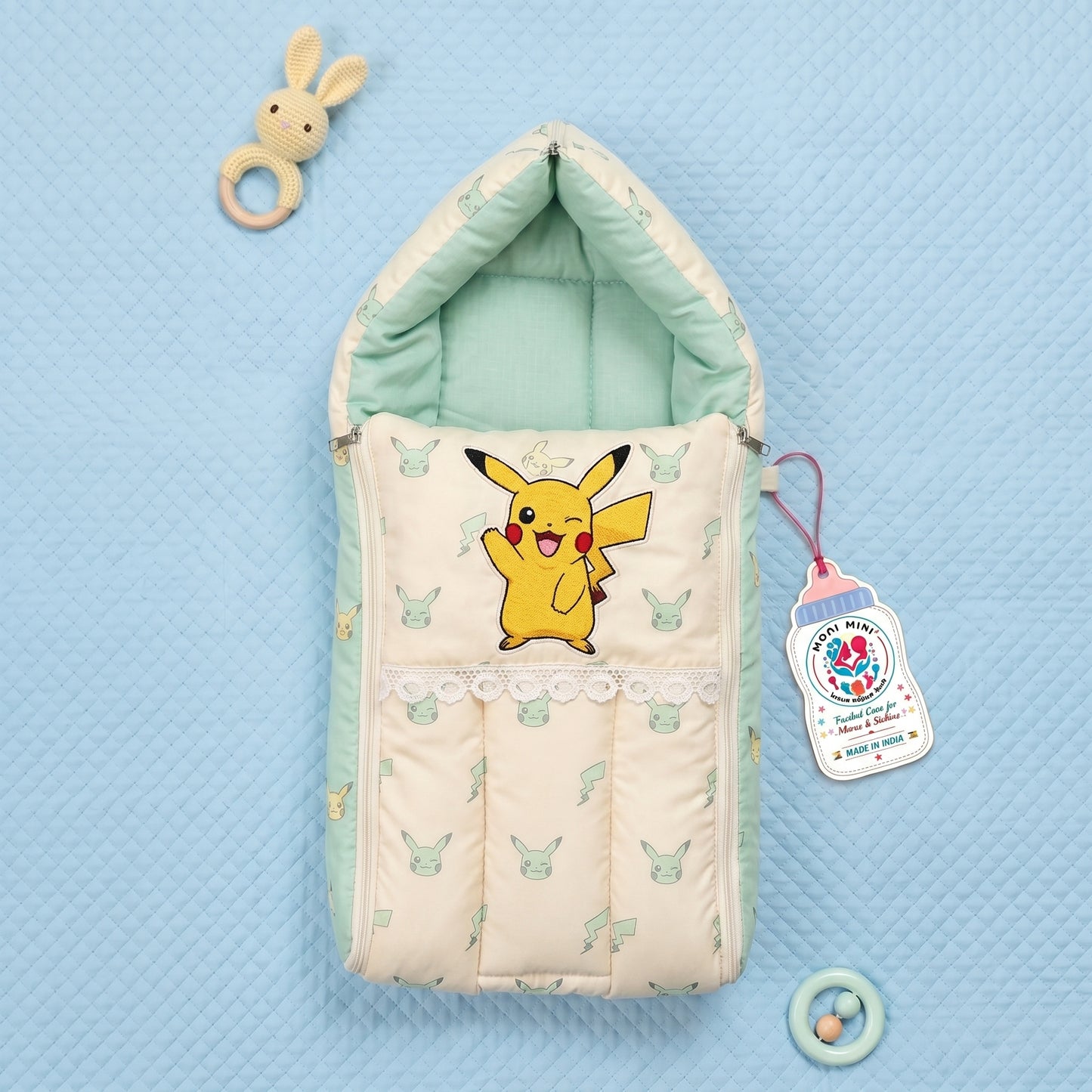 MONIMINI LUXURY BABY SLEEPING BAG | ULTRA SOFT COTTON BABY WRAP FOR NEWBORNS | SAFE, COZY & COMFORTABLE | 0-6 MONTHS