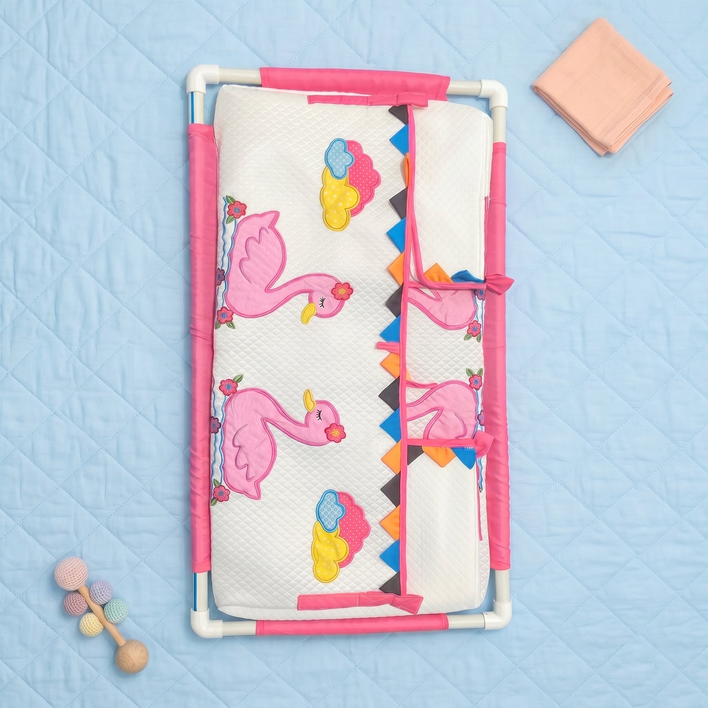 MONIMINI BABY CRADLE PIPE COVER WITH PATCH WORK DESIGN  | SOFT, BREATHABLE & SKIN-FRIENDLY