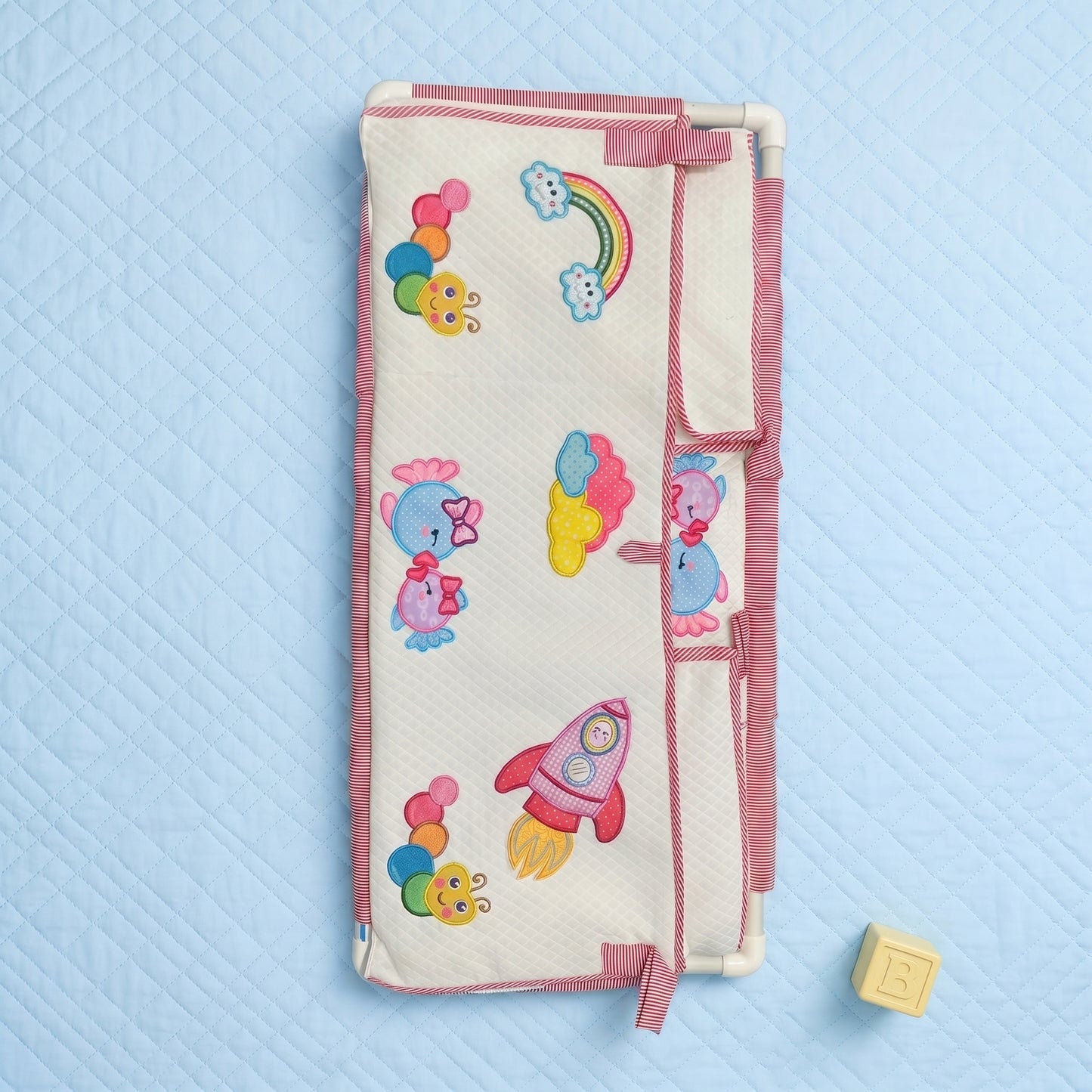 MONIMINI PATCH WORK PIPE CRADLE COVER FOR NEWBORNS | SOFT COTTON BABY CRADLE BEDDING | WASHABLE & COMFORTABLE