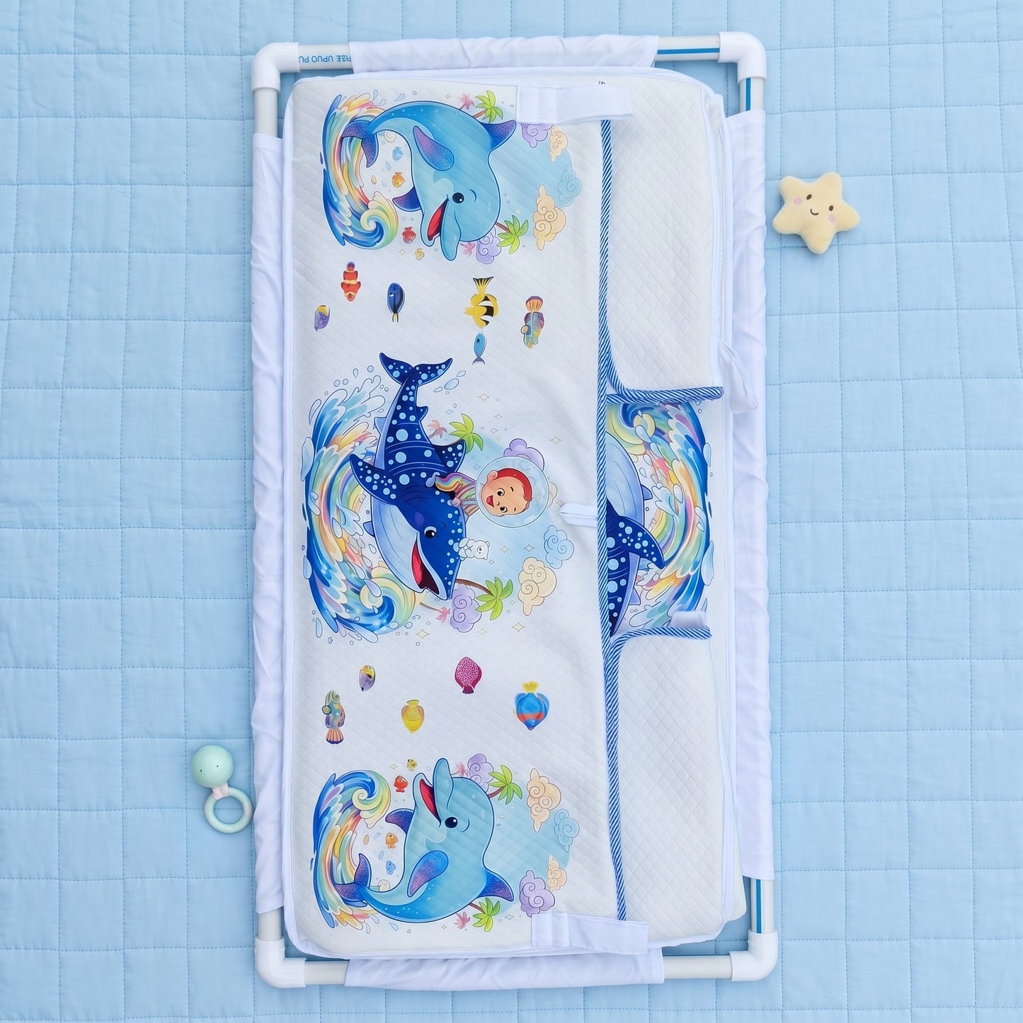 MONIMINI PREMIUM BABY CRADLE PIPE COVER | SOFT COTTON DTF PRINT CRADLE BEDDING COVER FOR NEWBORNS