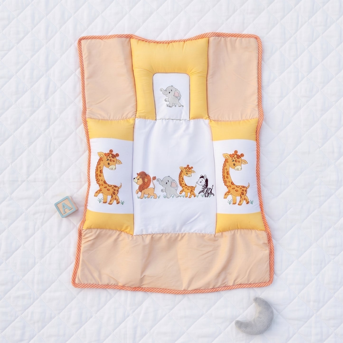 MONIMINI PREMIUM JOINT BABY MATTRESS SET | SOFT COTTON SLEEPING & PLAY BED WITH HEAD SUPPORT PILLOW FOR NEWBORNS